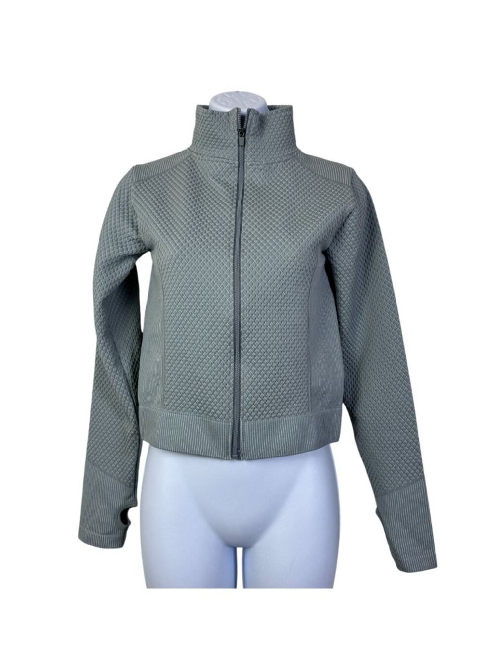 Bailey 44 Sport Greenish Gray Full Zip Textured Jacket High Collar Size Small